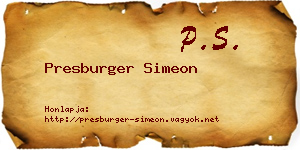 Presburger Simeon névjegykártya